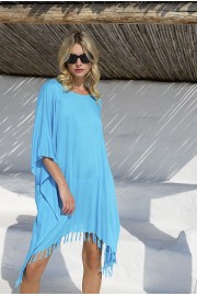 PONCHO SHORT PLAINCOLOUR WITH FRINGES IND/SIA